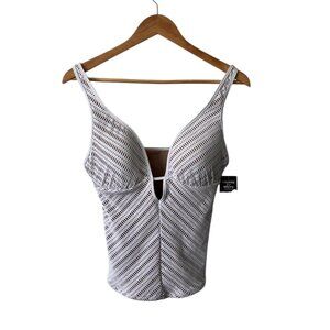 Bar III White Ivory Artisan Crochet Plunge Swimsuit Tankini Top, New with Tags
